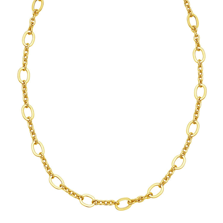 14K Yellow Gold Five and One Oval Link Chain Necklace