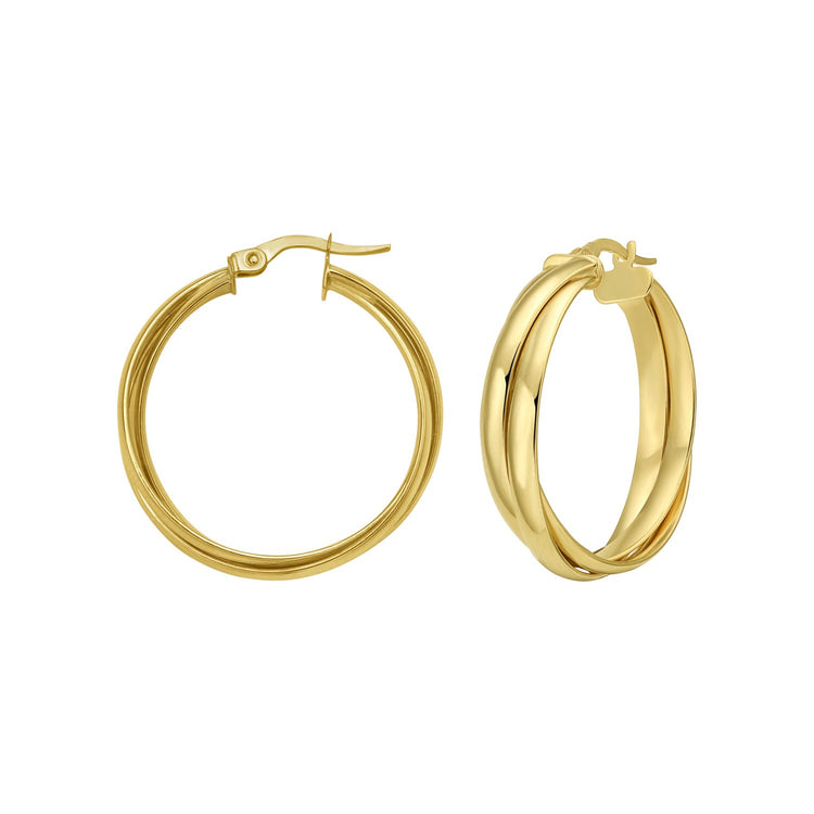14K Yellow Gold Interlocking Large Trinity Hoop Earrings