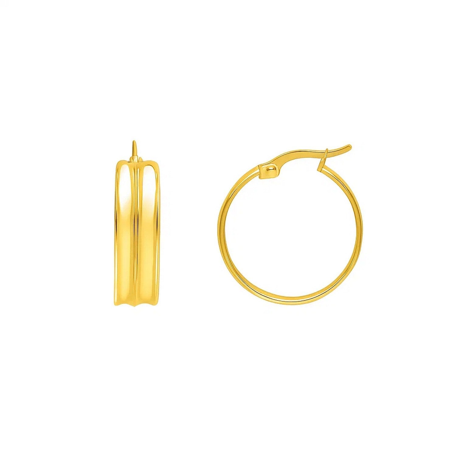 Large Concave Hoop Earrings in 14K Yellow Gold
