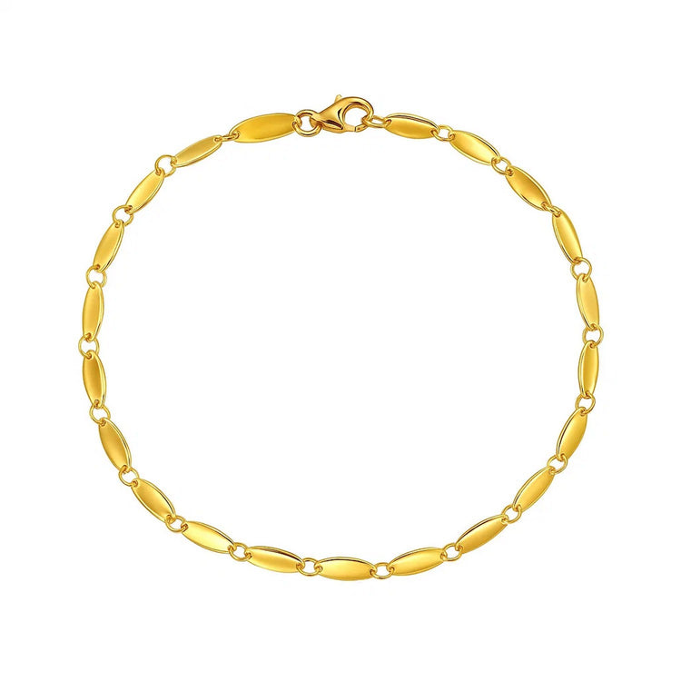 14K Yellow Gold Flat Pebble Link Bracelet (2.50 mm)