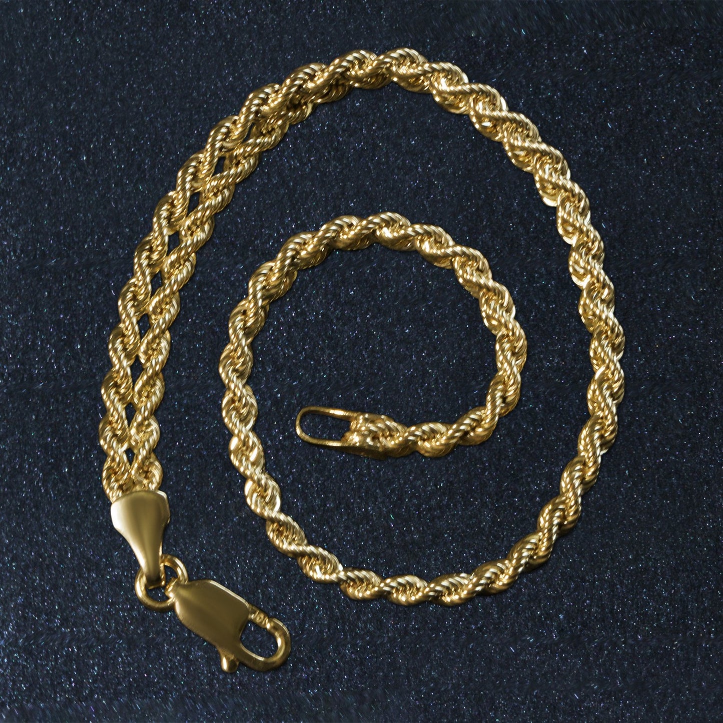 Double Rope Chain Bracelet in 10k Yellow Gold (2.10 mm)