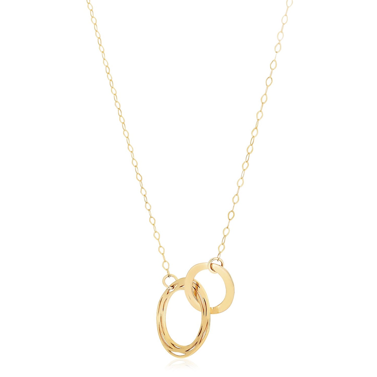 14k Yellow Gold High Polish Linked Double Circle Cutout Necklace