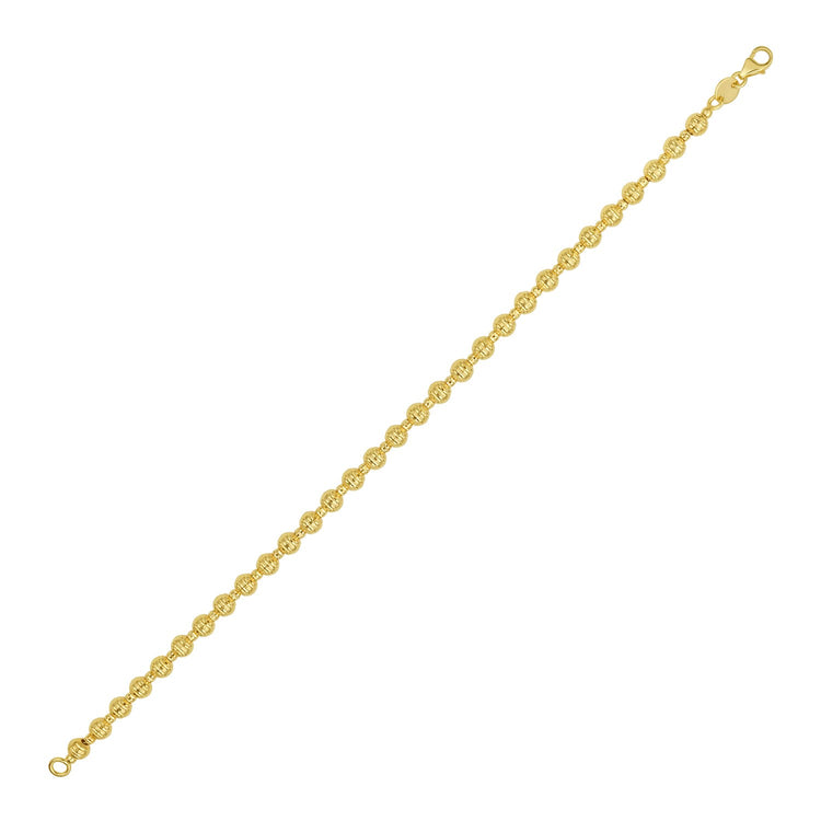 14K Yellow Gold Disco Diamond Cut Bead Bracelet (4.00 mm)