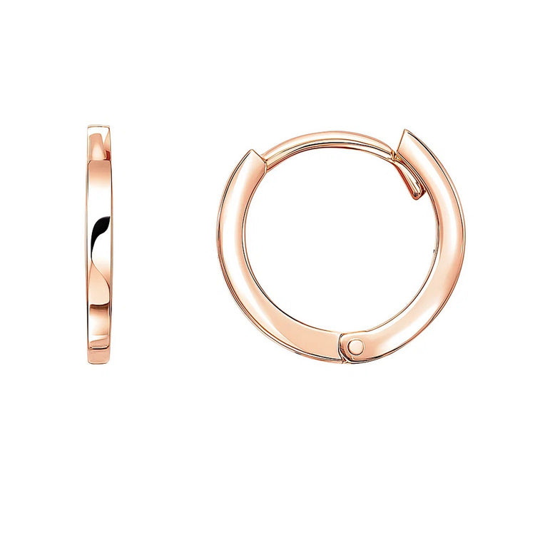 14k Rose Gold Petite Polished Round Hoop Earrings