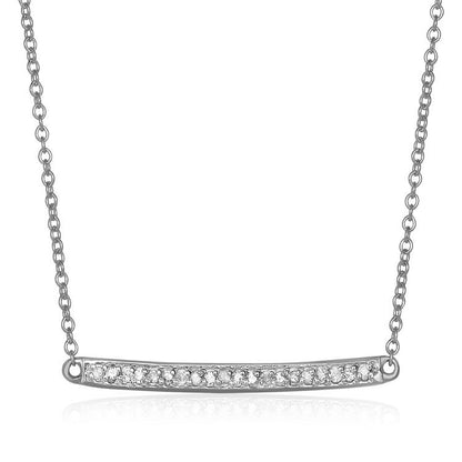 14k White Gold Necklace with Gold and Diamond Bar (1/10 cttw)