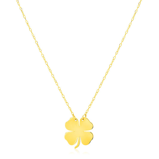 14K Yellow Gold Four Leaf Clover Necklace