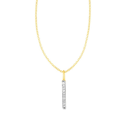 14k Yellow Gold Bar Pendant with Diamonds