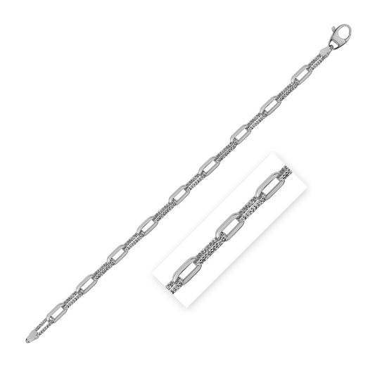 14k White Gold Diamante Paperclip Chain Bracelet (4.00 mm)