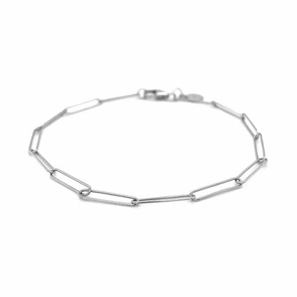 14k White Gold Wire Paperclip Bracelet  (2.70 mm)