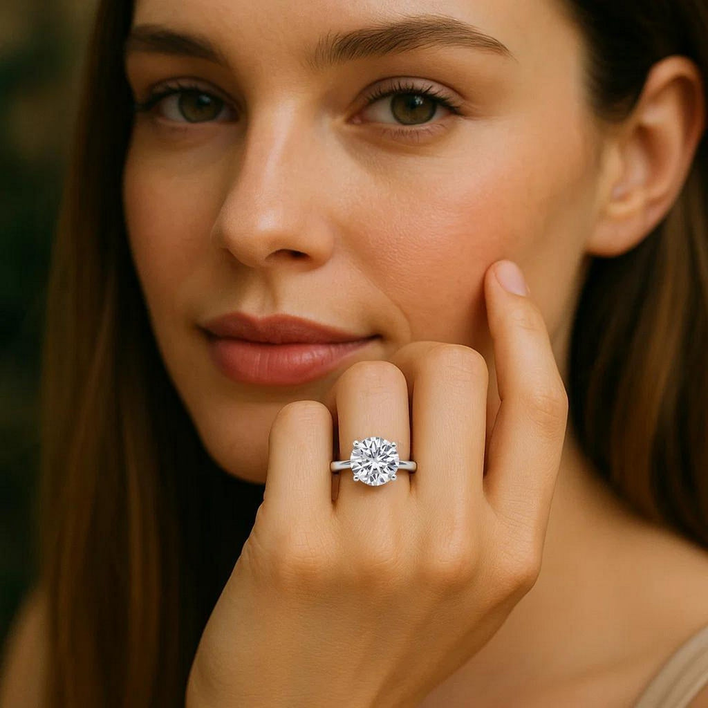 5 Carat Round Lab Grown IGI G/VS1 Diamond Solitaire Ring in 10K White Gold