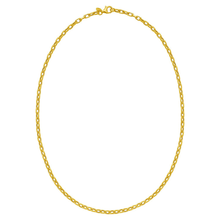 14K Yellow Gold Charm Link Cable Chain Necklace (3.30 mm)