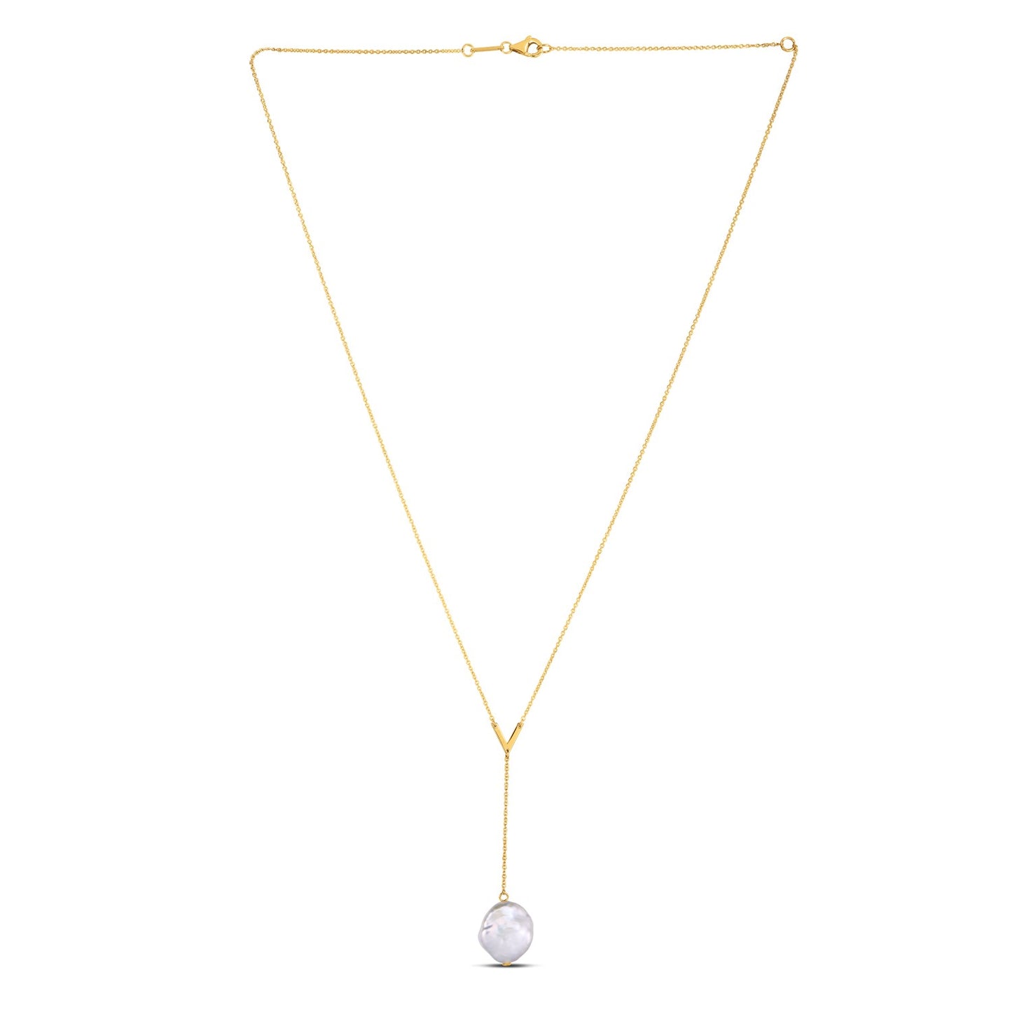 14k Yellow Gold Tesoro Pearl Lariat Necklace