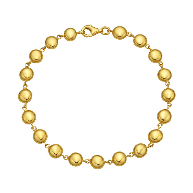 14K Yellow Gold Polished Pebble Bead Bracelet (6.00 mm)