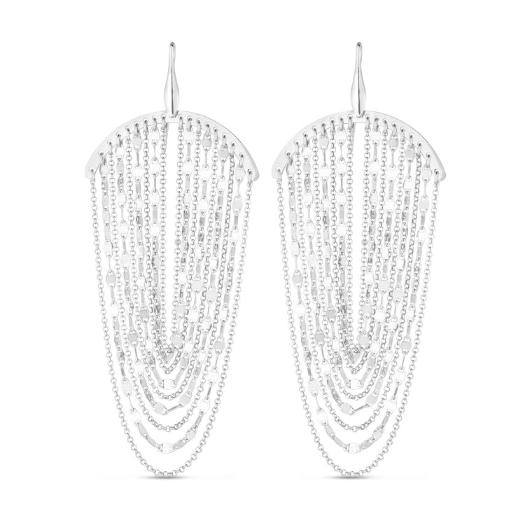 Sterling Silver Multi Strand Chain Drop Chandelier Earrings