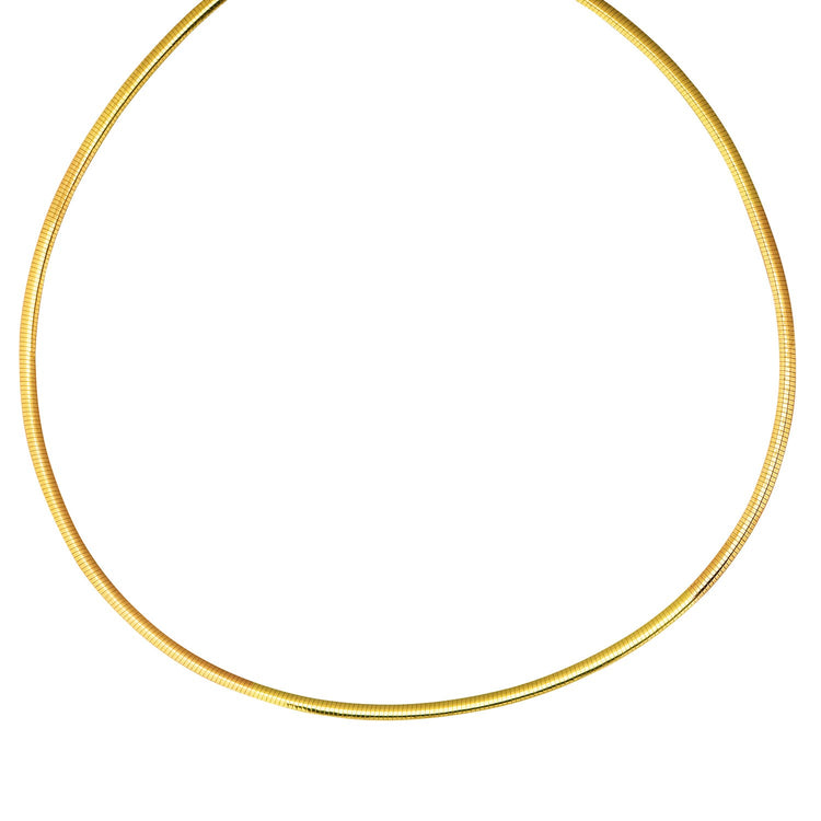 14K Yellow Gold And Silver Reversible Omega Chain Necklace (3.00 mm)