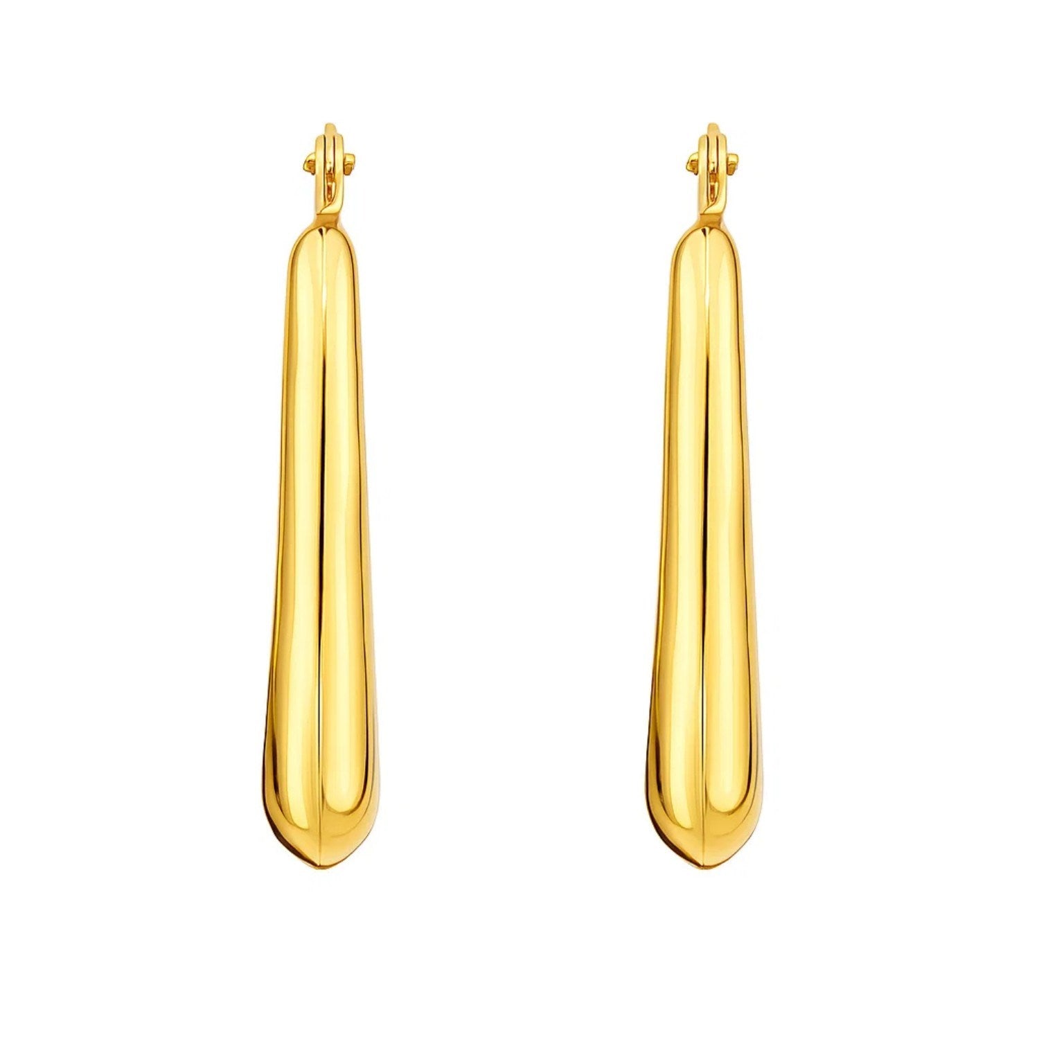 14K Yellow Gold Graduated Oval Hoop Earrings