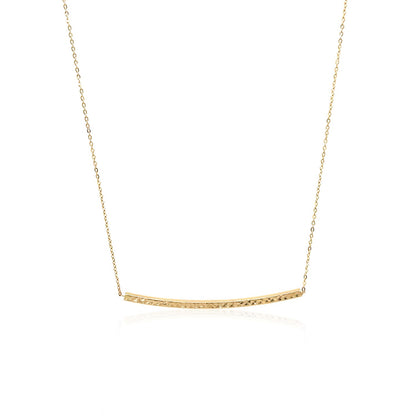 14k Yellow Gold Thin Textured Bar Necklace