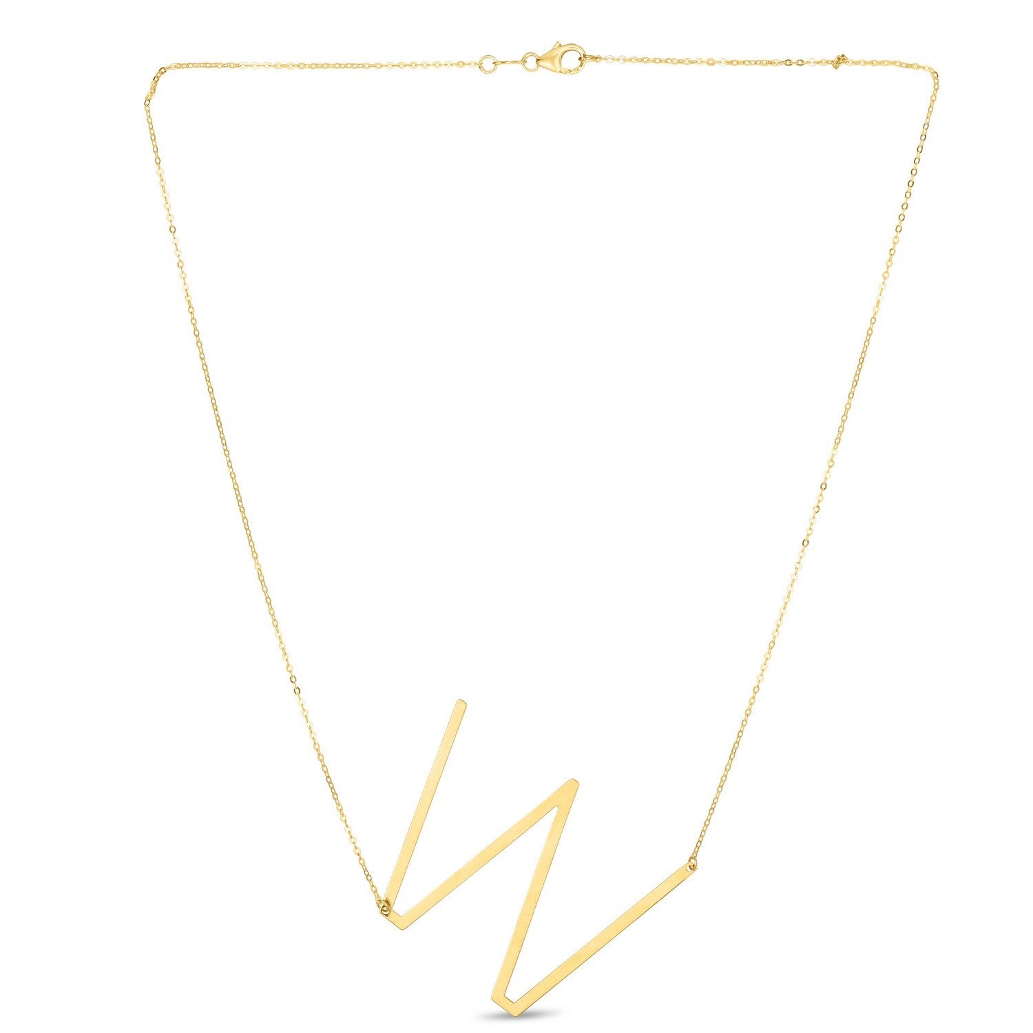 14K Yellow Gold Yours Truly Large Initial W Necklace