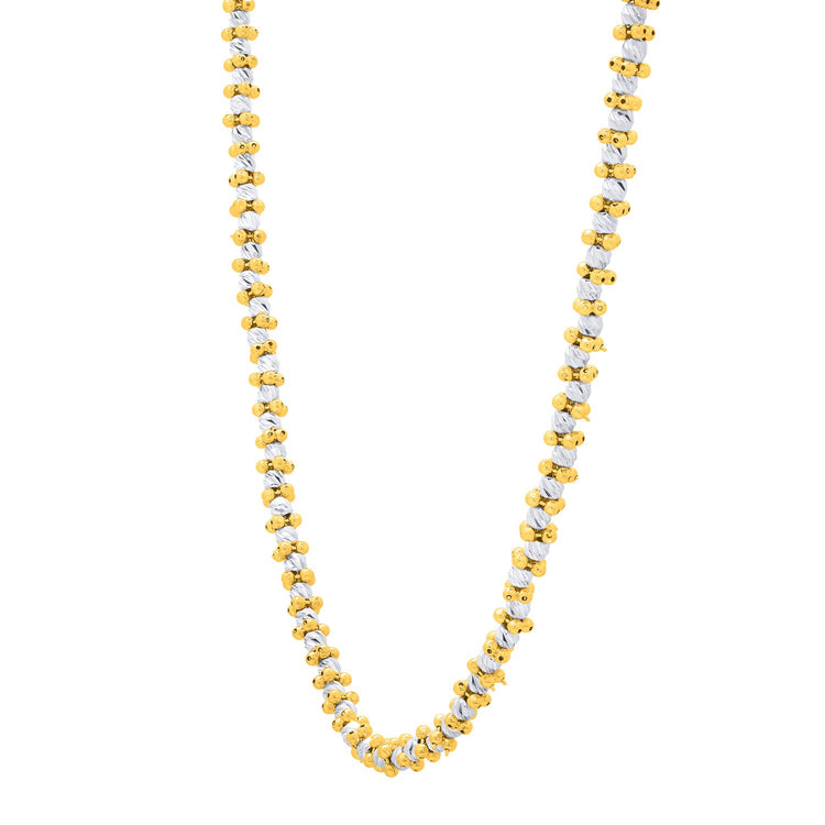 Two Tone Pallina Bead Necklace in 14K Gold