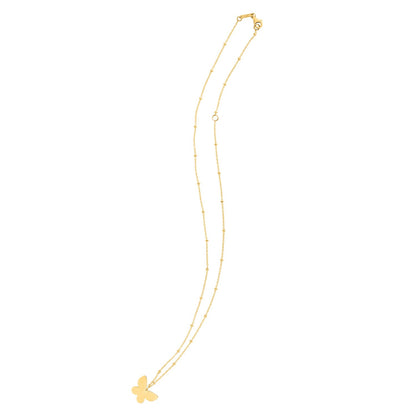 14k Yellow Gold Ppillon Butterfly Necklace