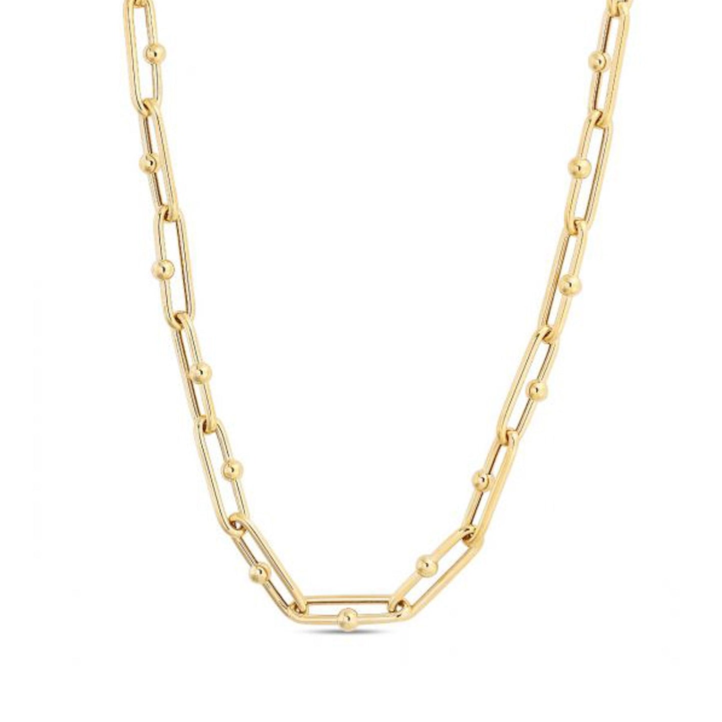 14k Yellow Gold High Polish Elongated Paperclip Jax Link Necklace