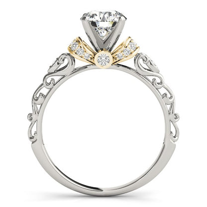 14k White And Yellow Gold Antique Style Diamond Engagement Ring (1 1/8 cttw)