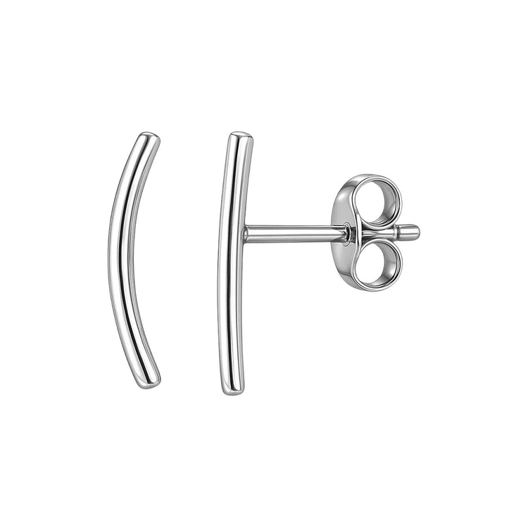 14k White Gold Curve Climber Post Earrings