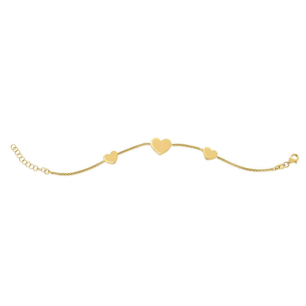 Sterling Silver Gold Plated Hearts Station Necklace