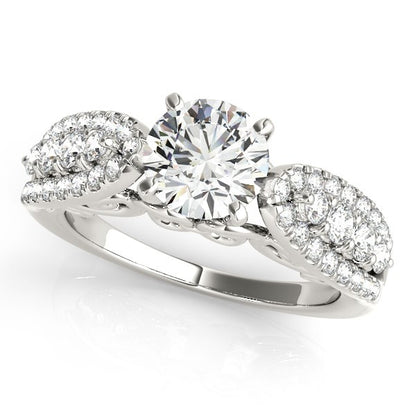 14k White Gold Multirow Shank Round Diamond Engagement Ring (1 1/2 cttw)