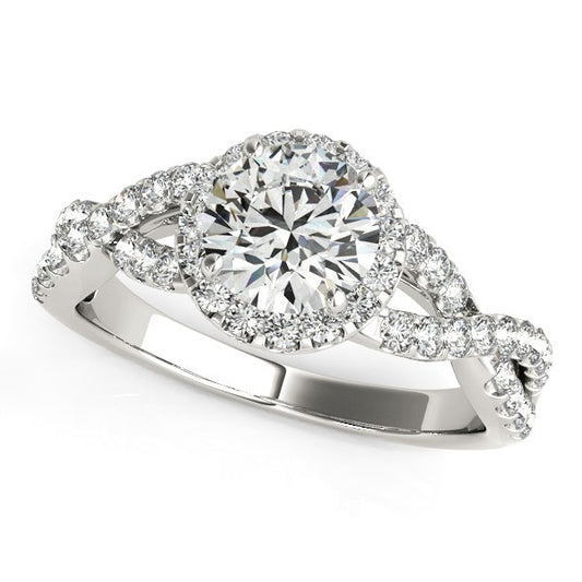 14k White Gold Entwined Split Shank Diamond Engagement Ring (1 1/2 cttw)