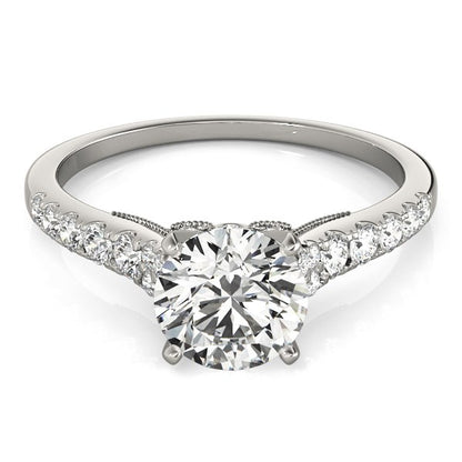 14k White Gold Diamond Engagement Ring With Single Row Band (1 3/4 cttw)