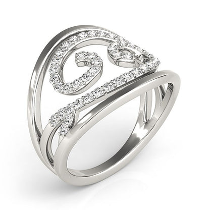 Swirl Design Diamond Ring in 14k White Gold (1/2 cttw)