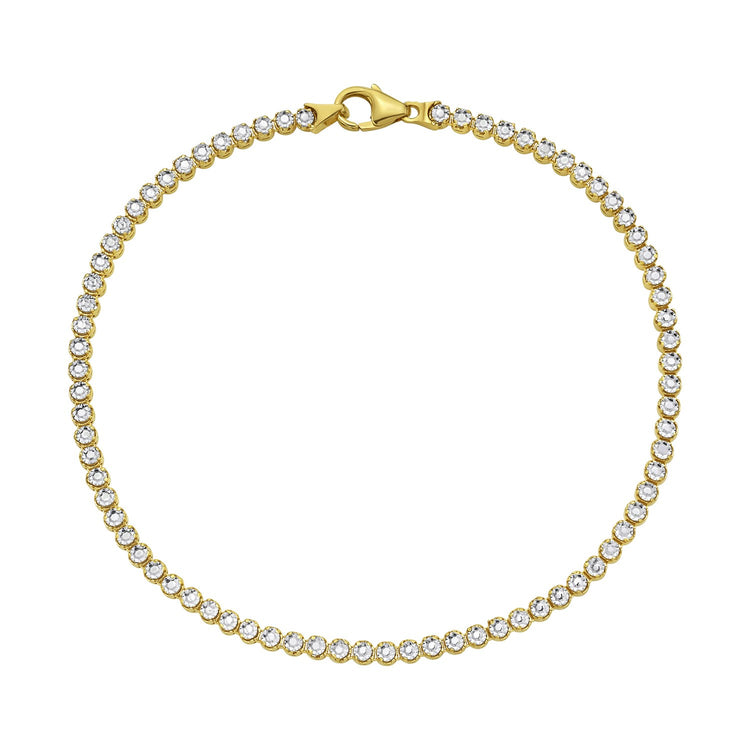 14K Two Tone Gold Diamon Oro Tennis Bracelet (2.40 mm)