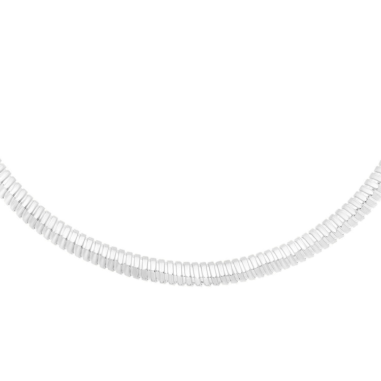 Sterling Silver Rhodium Plated Tubogas Fancy Necklace