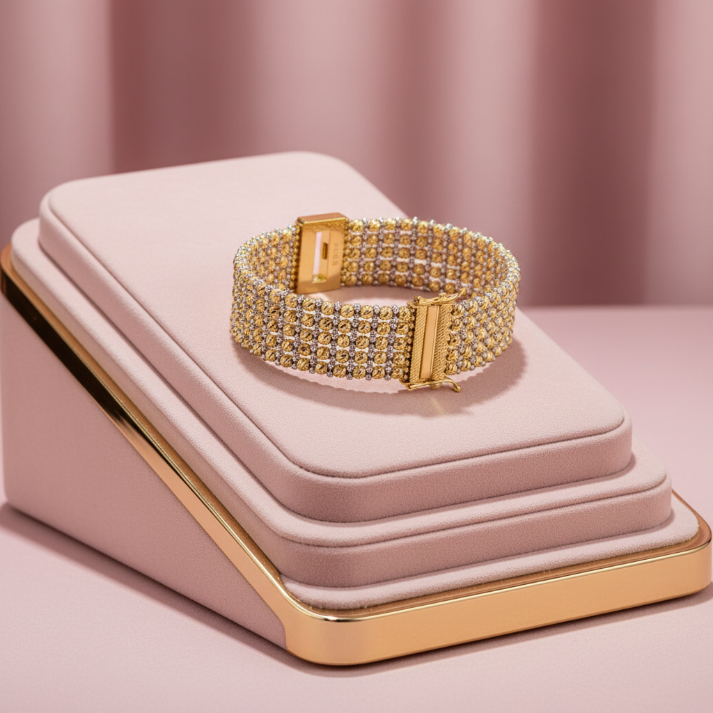 Medium Red Carpet Bracelet 14K Two Tone Gold - Pink Luxurious Display