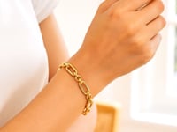 14k Yellow Gold Italian Alternating Paperclip Round Links Bracelet (8.00 mm)