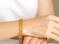 14k Yellow Gold Solid Double Link Charm Bracelet (6.00 mm)