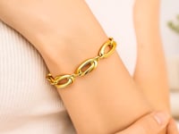 14k Yellow Gold Bracelet with Long Double Oval Links (8.20 mm)