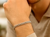 14k White Gold Classic Miami Cuban Solid Bracelet (5.00 mm)