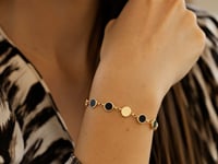 14k Yellow Gold Onyx Geometric Mirror Gem Chain Bracelet (5.00 mm)