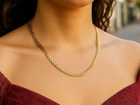 14k Yellow Gold Panther Chain Link Shiny Necklace