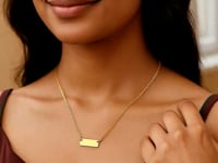14k Yellow Gold Polished Mini Bar Necklace