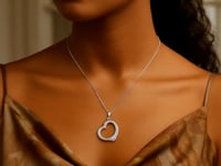 14k White Gold Floating Heart Drop Pendant